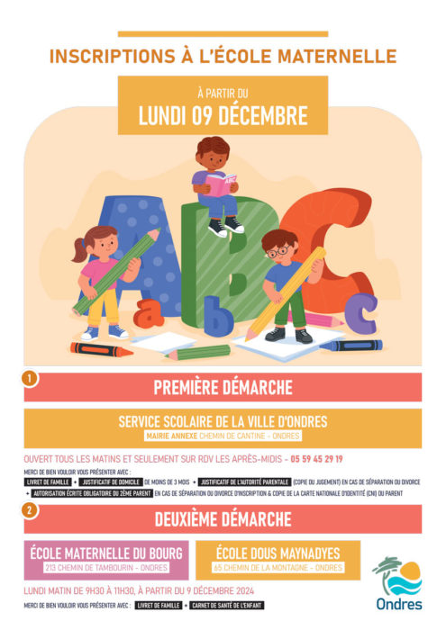 [Scolaire] Inscriptions à l’école maternelle – Rentrée scolaire 2025-2026